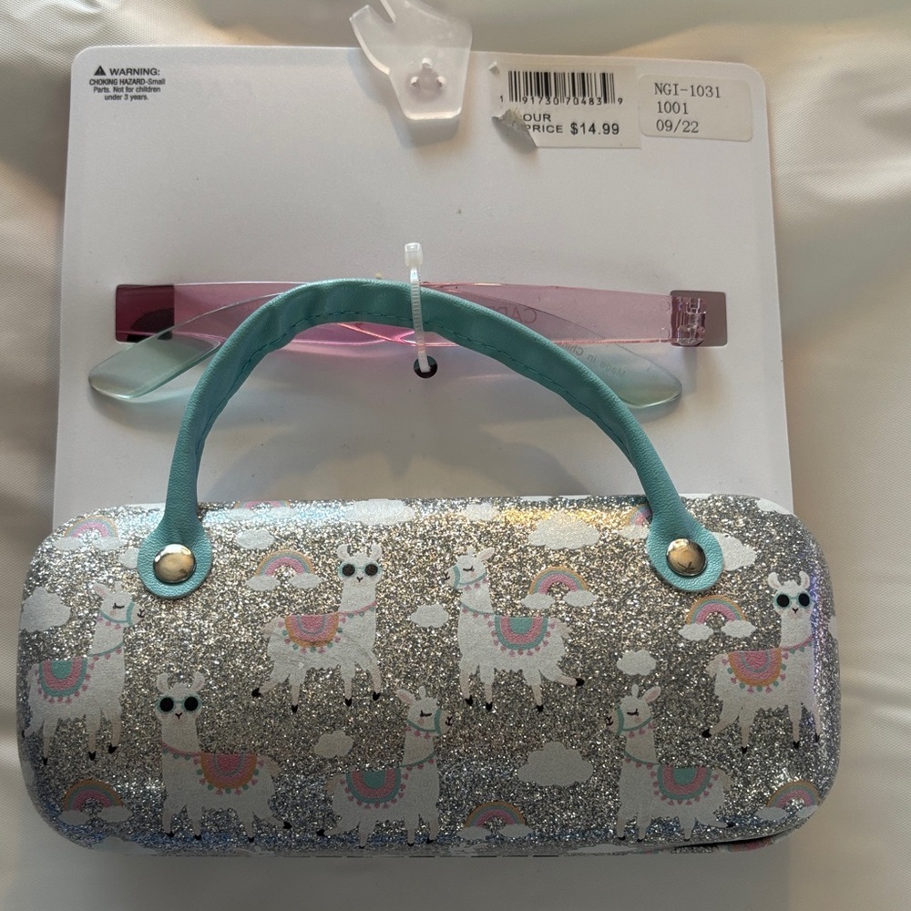 Capelli of New York Pink and Teal Kids Sunglasses with Llama Hard Case Set - Picture 2 of 3